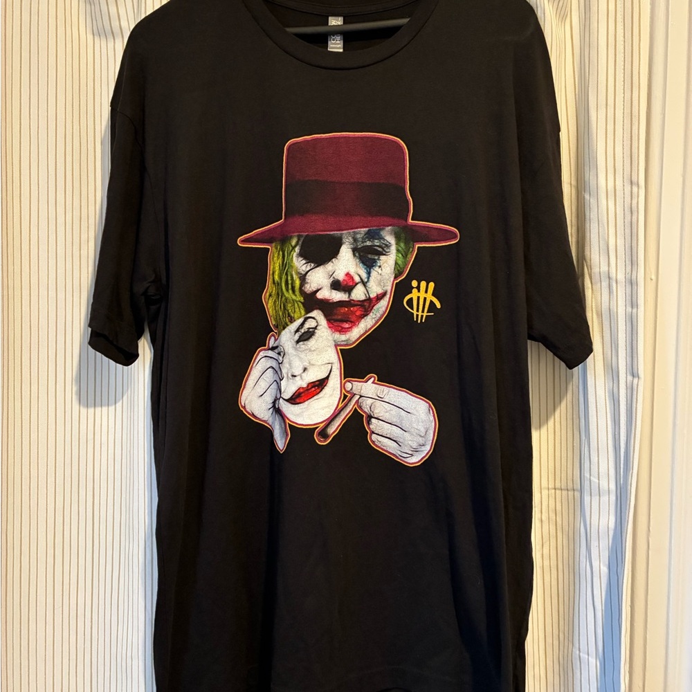 Joker Mask Graphic T-Shirt Black Cotton Heritage Midweight 100% Cotton Size XL